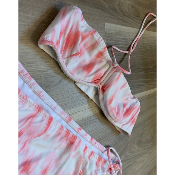 White and coral designer swimwear set - Picture 2 of 9